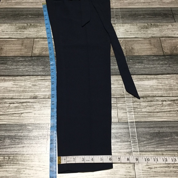 Express Ankle High Rise Pants Women’s 2 Navy Blue (Inseam 27.5) Tied Waist - Picture 2 of 9